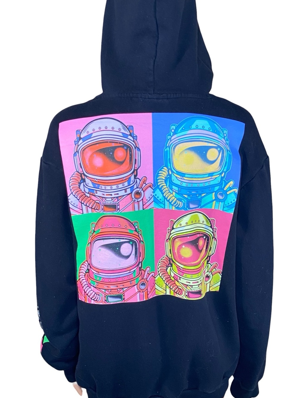 Hyper Space NASA Hoodie Worm Logo on Front Pop Art Style Astronaut Graphic SZ SM